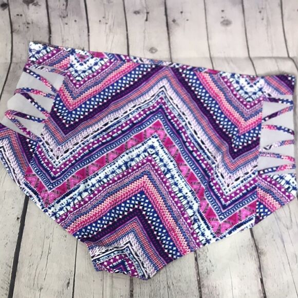 Torrid Pink MULTICOLOR CHEVRON PUSH-UP Mesh inset BIKINI BOTTOMS ONLY sz 4 - Picture 7 of 10